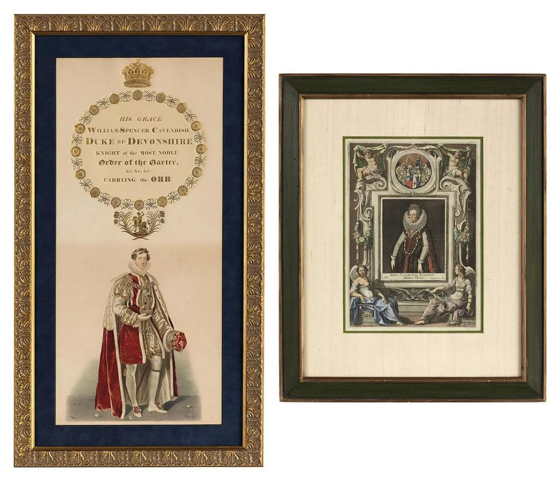 Two Lithographs, consisting of: after James Stephanoff (British, 1788-1874), "His Grace: Two Lithographs, consisting of: after James Stephanoff (British, 1788-1874), "His Grace William-Spencer Cavendish, Duke of Devonshire, Knight of the Most Noble Order of the Garter, &c. &c. &c., Carryi