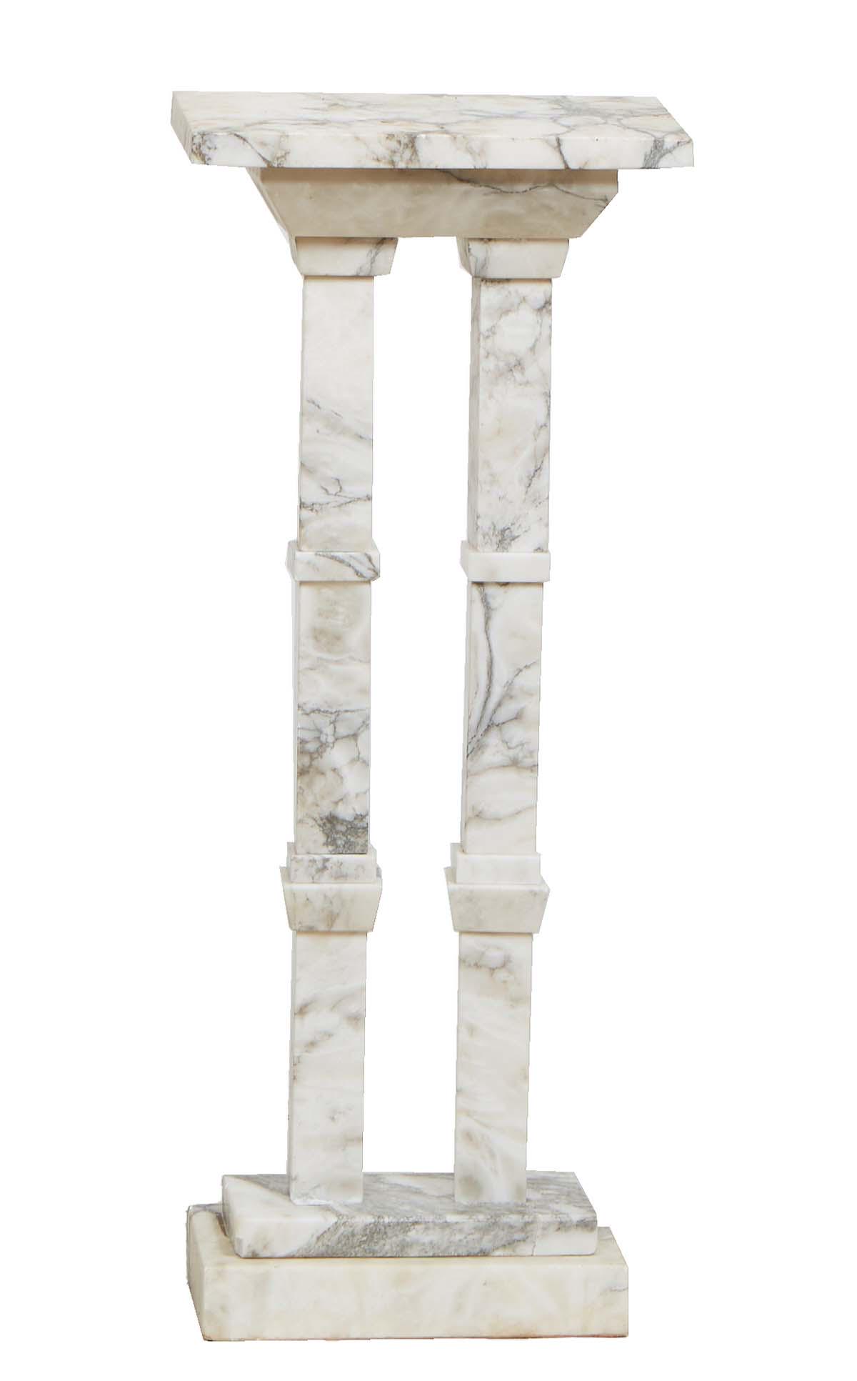 Unusual Art Deco Style Carved Marble Pedestal, 20th/21st c., the figured white marble top on double (1 of 1)