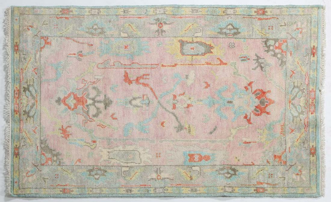 Turkish Angora Oushak Carpet, 4' 1 x 6' 2.: Turkish Angora Oushak Carpet, 4' 1 x 6' 2.