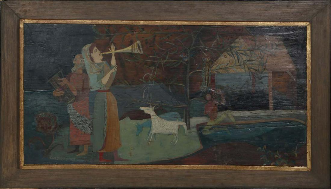 Carl M. Brown (Kentucky, 1917-2016), "Musical Interlude," 1958, oil on panel, signed and dated lower (1 of 9)