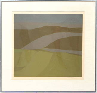 Takao Tanabe (Canadian, 1926-), "Abstract," 1973, serigraph on paper, editioned 53/75, signed, dated: Takao Tanabe (Canadian, 1926-), "Abstract," 1973, serigraph on paper, editioned 53/75, signed, dated '73 and numbered lower right in pencil, presented in a chrome frame, H.- 19 in., W.- 20 3/4 in.,