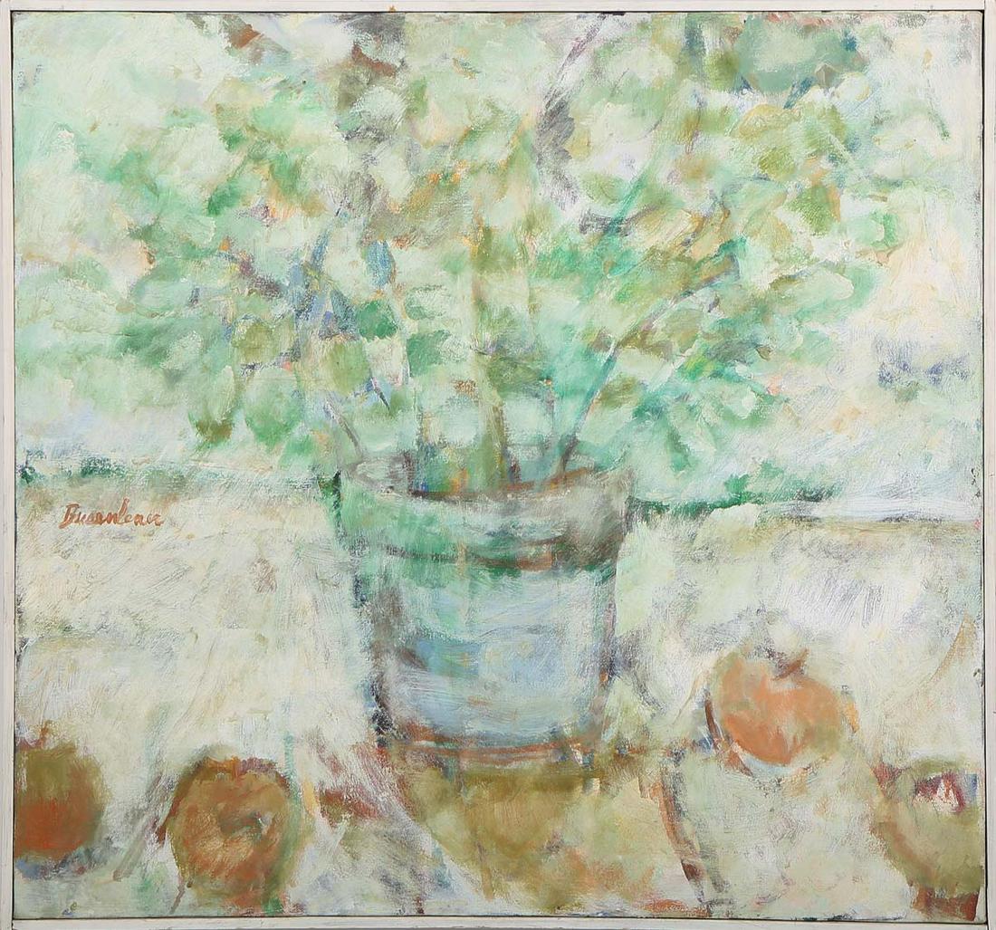 Carolyn Busenlener (Louisiana/Mississippi, 1943- ), "Potted Plant Still Life," 20th c., acrylic on (1 of 4)