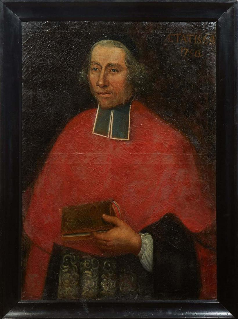 Continental School, "Portrait of a Cardinal at 64," c. 1750, oil on canvas, with "AETATIS 64, 1750," (1 of 4)