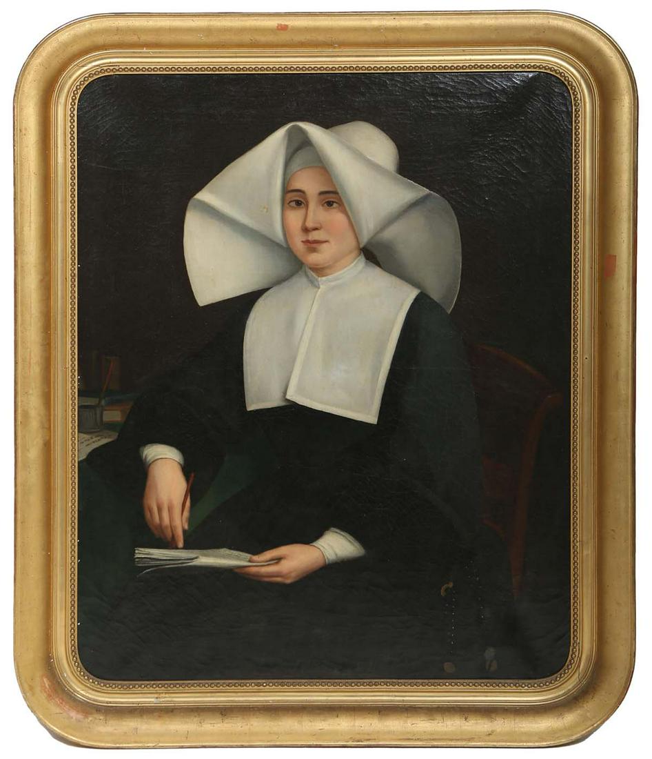 French School, "Portrait of a Daughter of Charity of Saint Vincent de Paul in a Wimple," 19th c., (1 of 3)