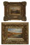 Two Continental School Paintings, consisting of: "Fisherman Along the Riverbank," 19th c., oil on