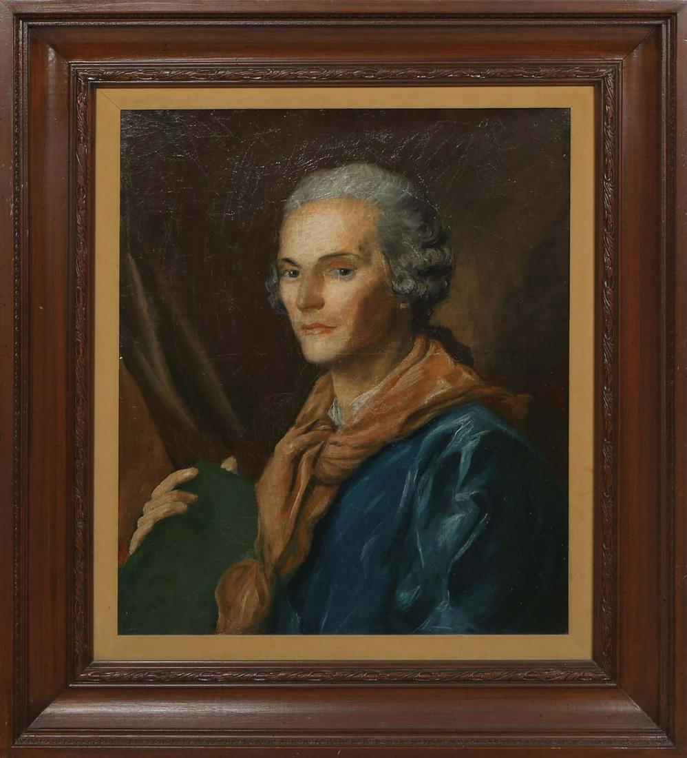 British School, "Portrait of a Young Man," 19th c., oil on canvas, unsigned, presented in a wood (1 of 3)