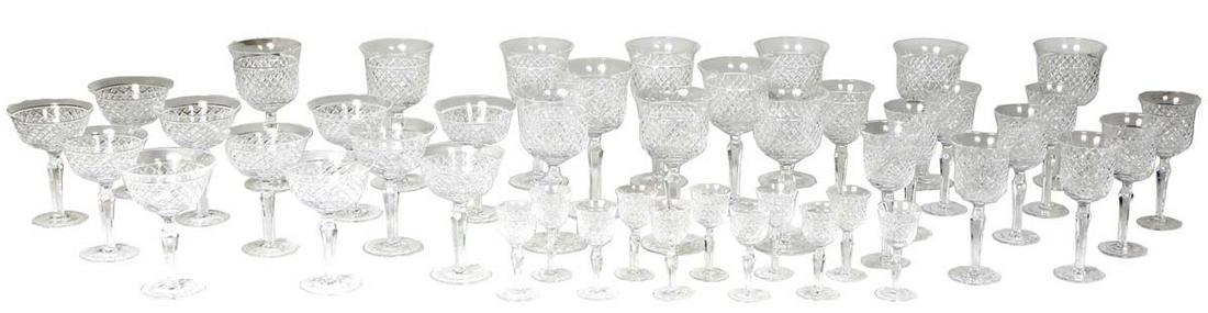 Fifty-Five Piece Partial Set of Crystal Stemware, 20th c., consisting of 11 liqueurs, 12 red wines, (1 of 3)