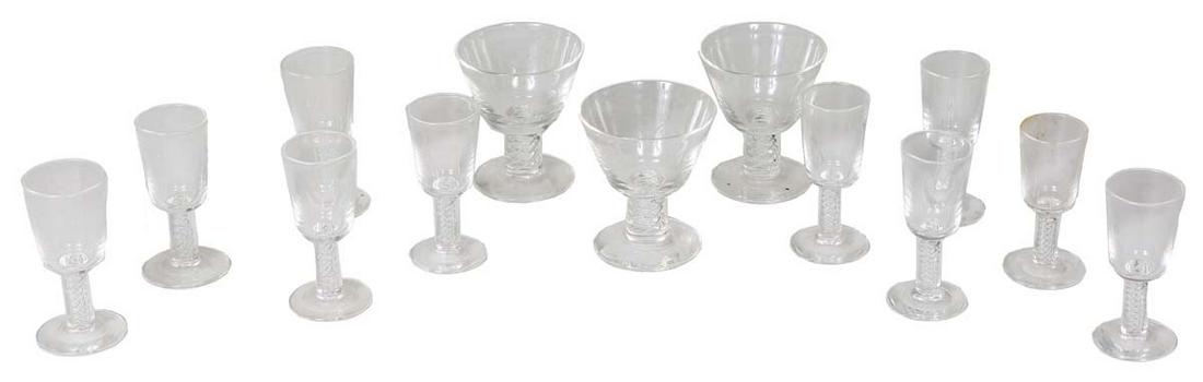 Set of Thirteen Steuben Glasses, with air twist stems, consisting of ten liqueurs and three (1 of 1)