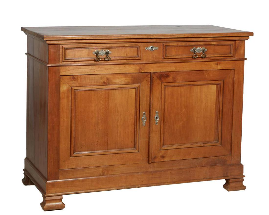 French Provincial Louis Philippe Carved Cherry Sideboard, 19th c., the two board rectangular top (1 of 1)