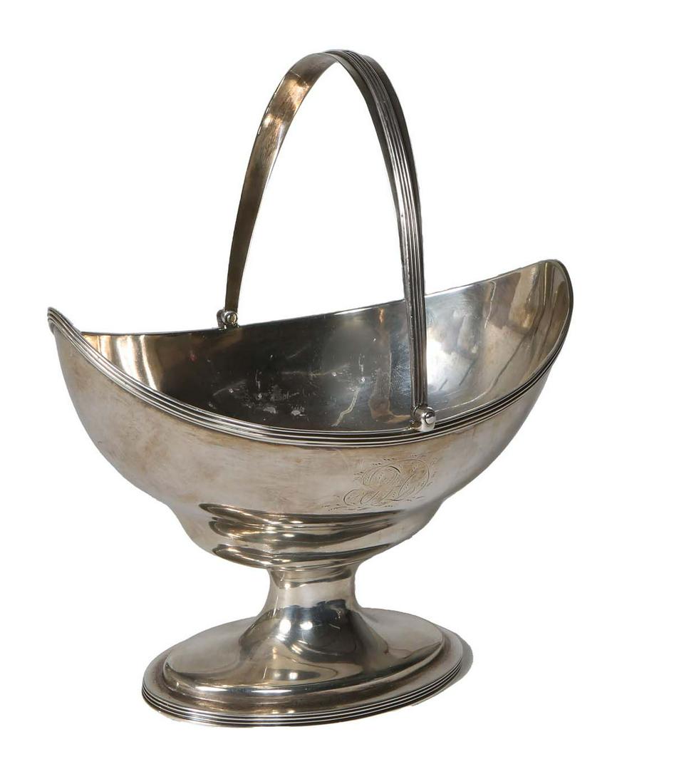Hester Bateman Sterling Silver Sugar Basket, London, 1784, of navette form with beaded edge and (1 of 1)