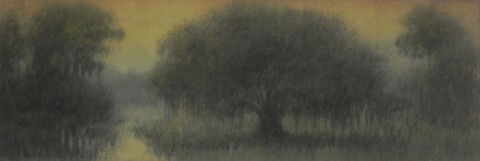 Alexander Drysdale, "Autumn Evening in Louisiana,": Alexander Drysdale, "Autumn Evening in Louisiana," 1921., oil wash on paper, signed and dated l.l., pencil titled, signed and dated verso and marked "Studio, 1301 Burgundy, Entrance to Latin Quarter"