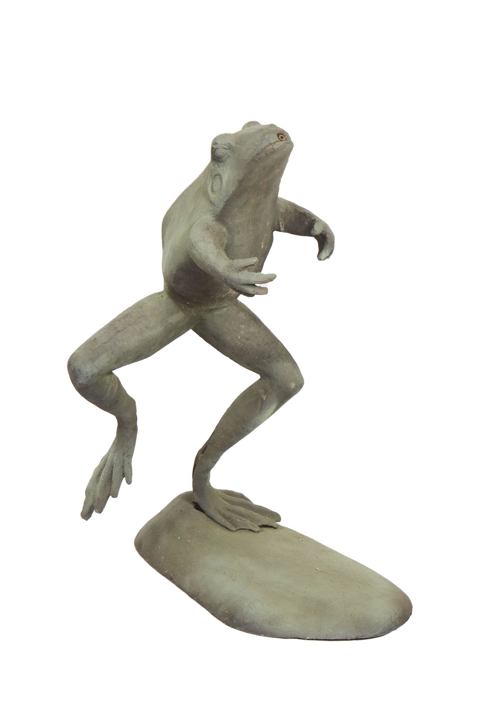 Cast Iron Jumping Frog Fountain Figure, 20th/21st c., H.- 31 in., W.- 18 in., D.- 14 in. (1 of 1)