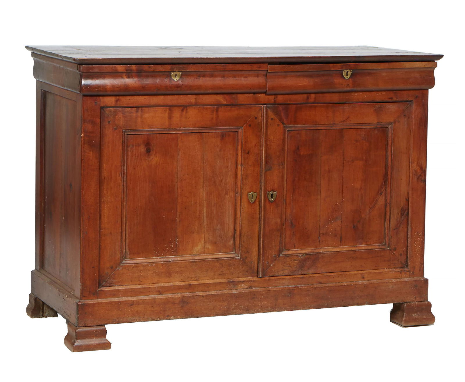French Louis Philippe Carved Cherry Sideboard, 19th c., the rounded edge and corner top over two (1 of 1)