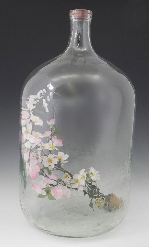 Large Pale Green Mold Blown Glass Bottle, 19th c.,: Large Pale Green Mold Blown Glass Bottle, 19th c., H.- 21 in., Dia.- 12 in.