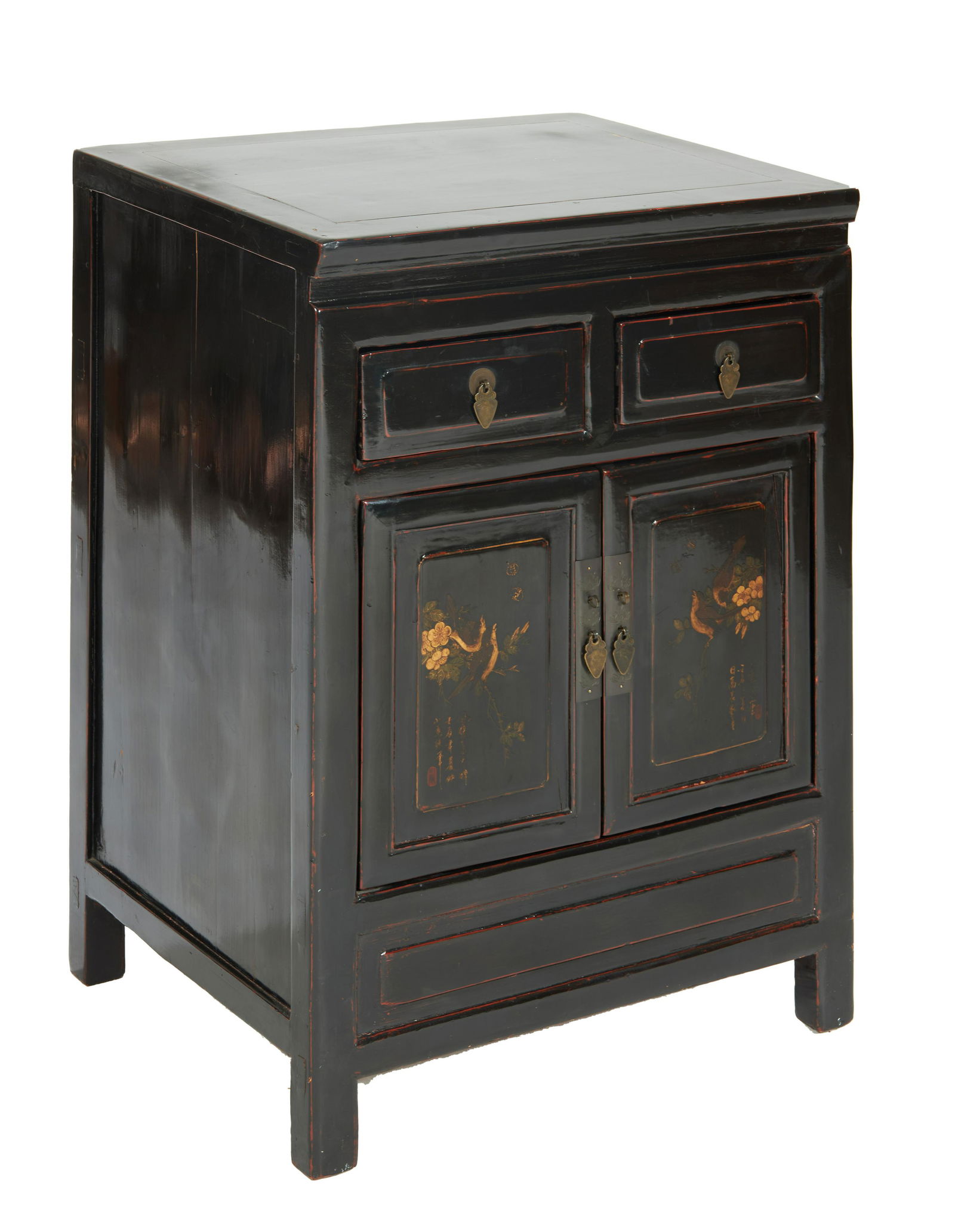 Chinese Black Lacquer Chest, 20th c., the rectangular top over two frieze drawers above double (1 of 1)