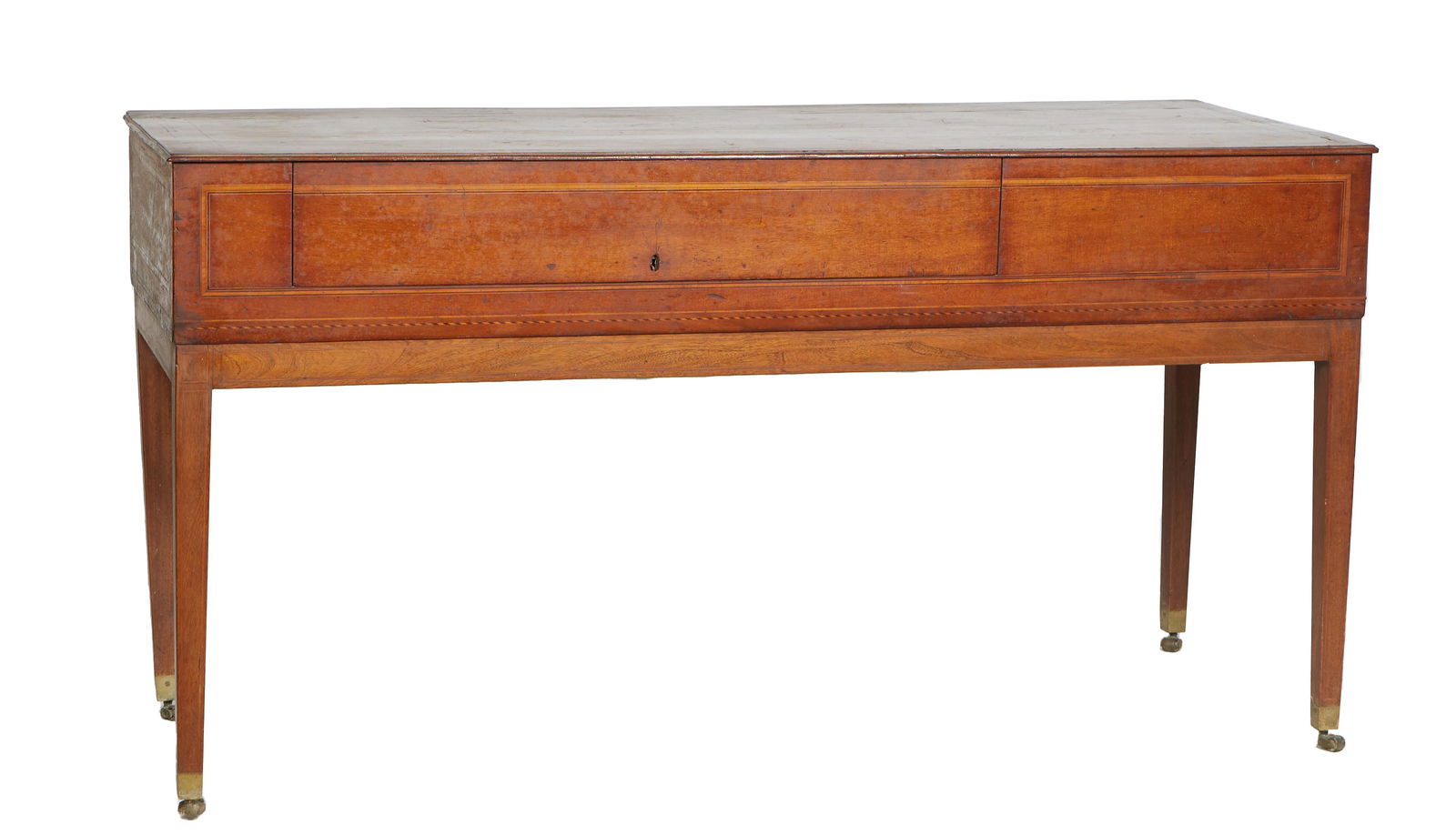 English Sheraton Inlaid Mahogany Silver Chest, 19th c., the hinged lifting lid over a compartmented (1 of 1)