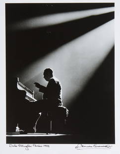 Herman Leonard (American, 1923-2010), "Duke Ellington Playing at the Olympia Theater, Paris," 1958,: Herman Leonard (American, 1923-2010), "Duke Ellington Playing at the Olympia Theater, Paris," 1958, printed c. 1990, silver gelatin print, edition of 50, pencil signed and titled lower margin, H.- 12