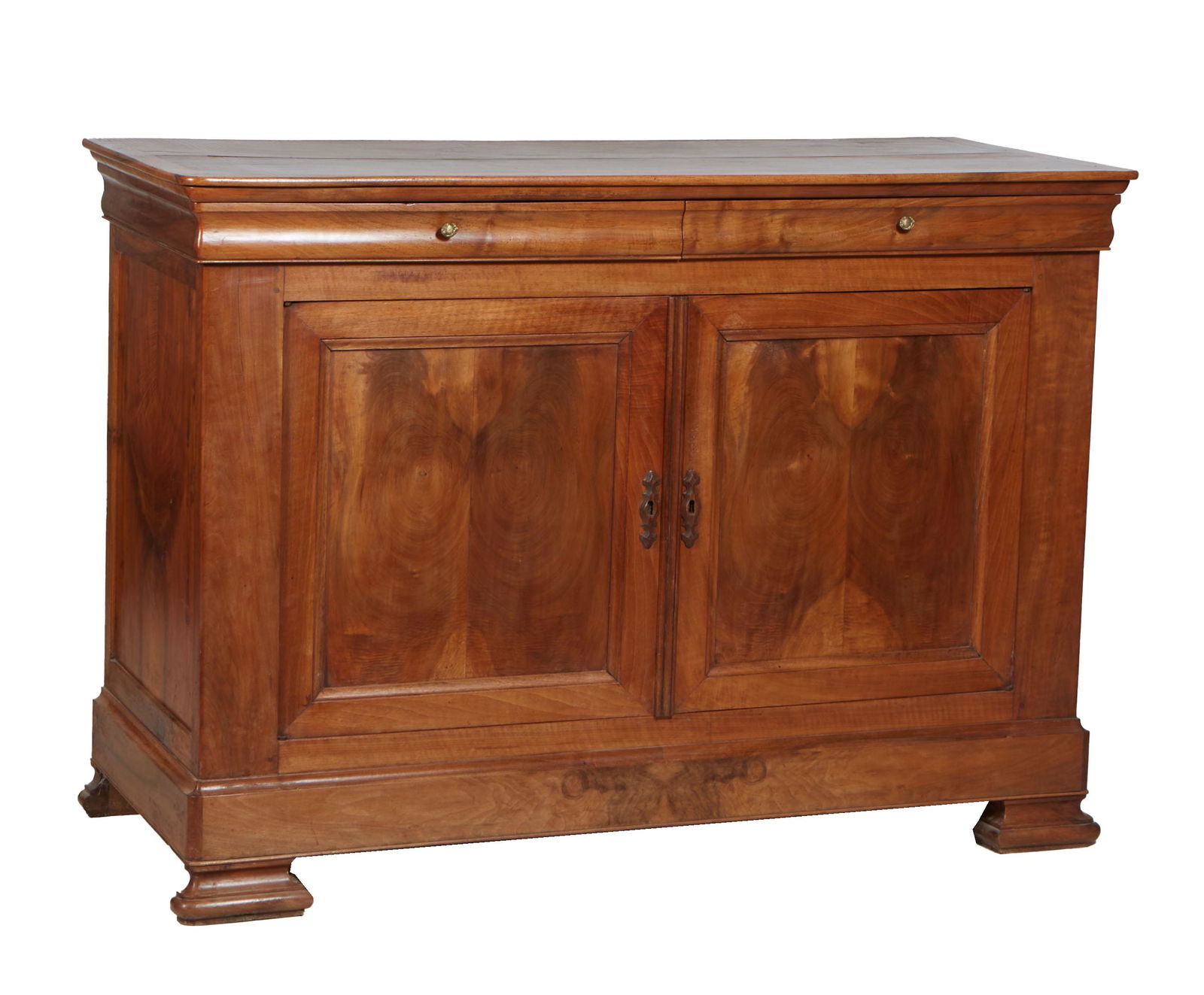 French Provincial Louis Philippe Carved Walnut Sideboard, 19th c., the rounded corner top over two (1 of 1)
