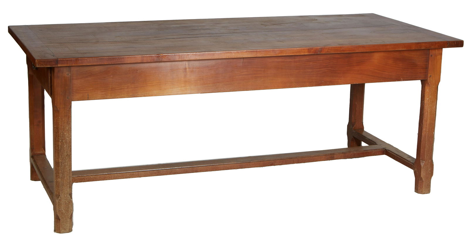 French Provincial Carved Cherry Farmhouse Dining Table, 19th c., the rectangular top over a wide (1 of 1)