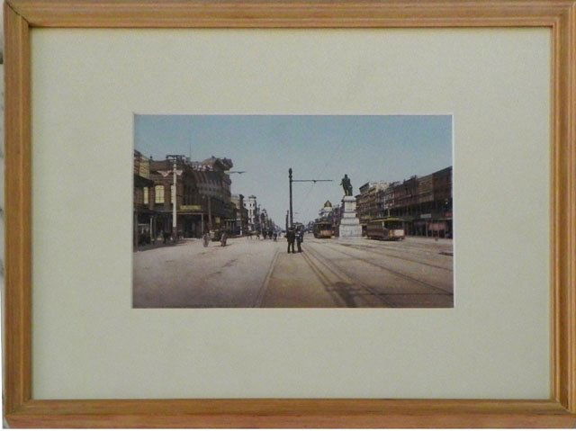 William Henry Jackson, "Canal Street," c. 1900, ch: William Henry Jackson, "Canal Street," c. 1900, chromolithograph, by Detroit Photographic Co., framed, H.- 6 1/2 in., W.- 8 7/8 in.