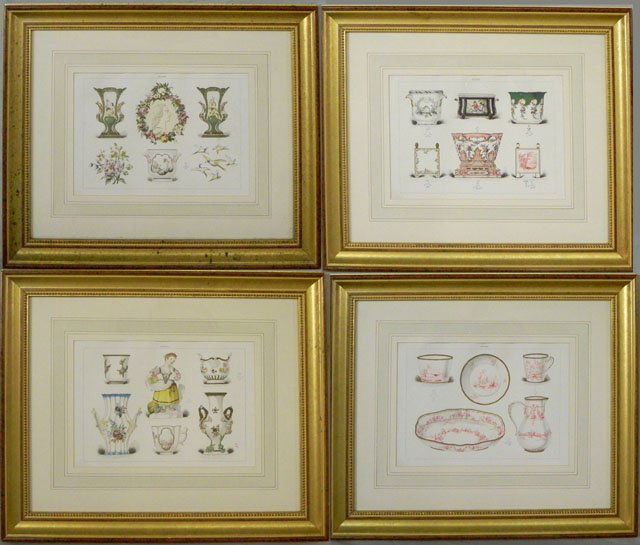 British School (Late 19th Century) "Sevres Porcel: British School (Late 19th Century) "Sevres Porcelain", suite of four chromolithographs, sight 10" x 14", by Garnier, London, 1880. Attractively matted and framed.