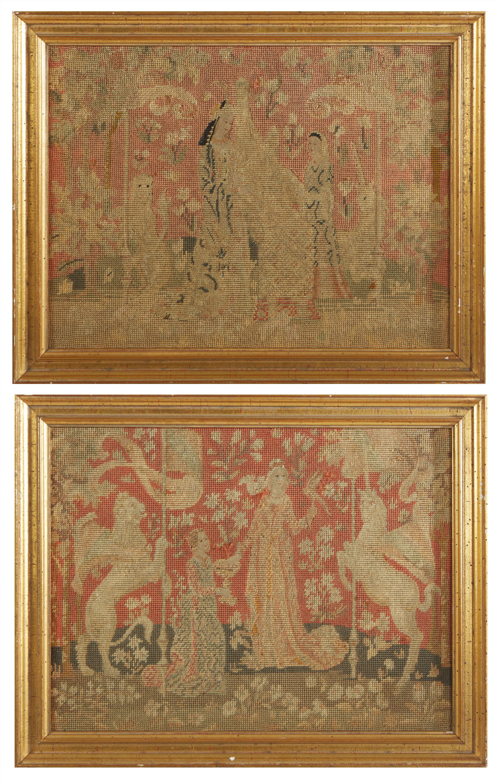 Pair of Antique Mythical Needlepoints, 20th c. H.- 15 1/2 in., W.- 20 1/2 in., Framed- H.- 19 in., W (1 of 8)
