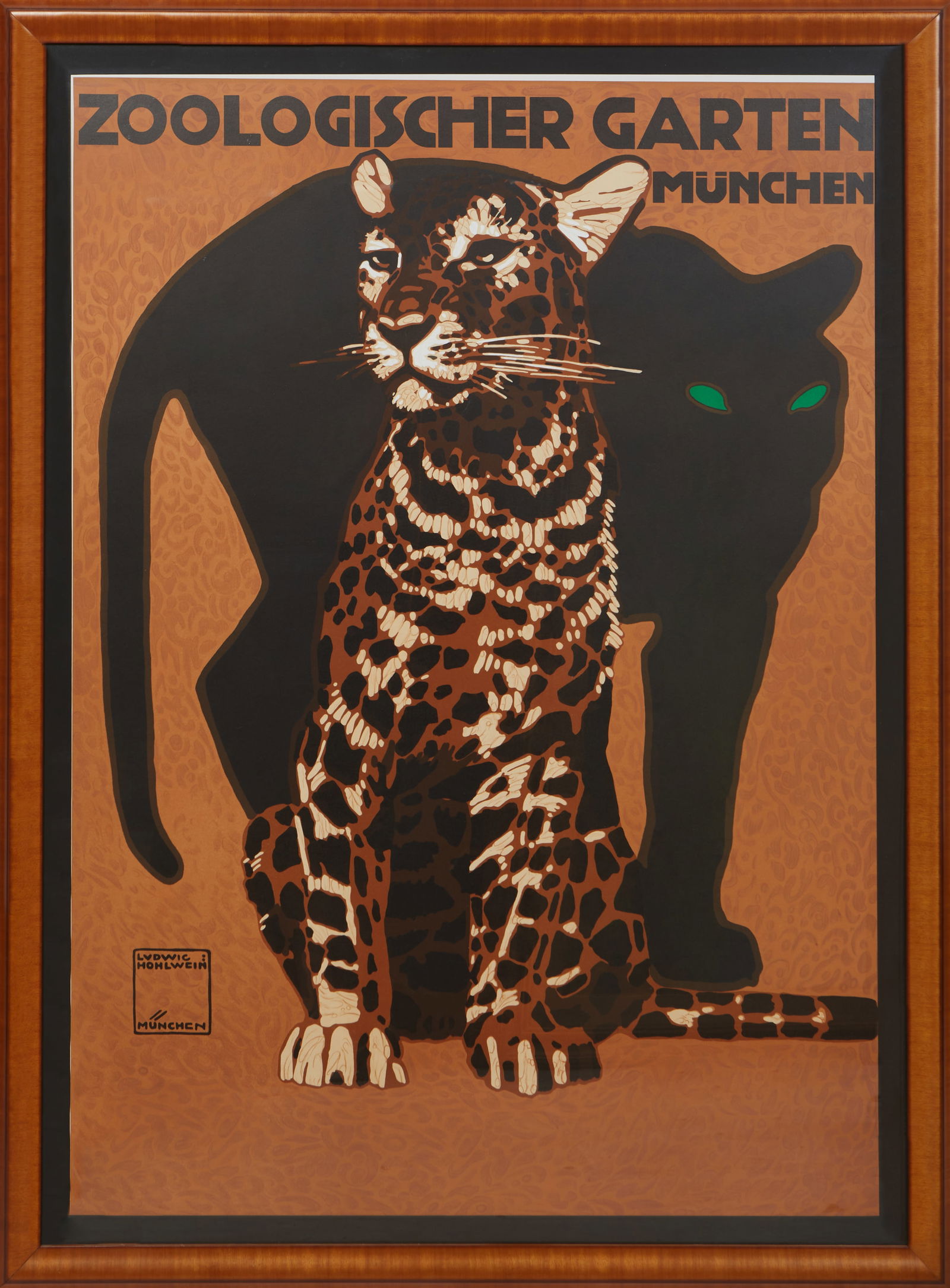After Ludwig Hohlwein (German, 1874-1949), "Zoologischer Garten, Munchen," poster H.- 46 1/4 in., W. (1 of 3)