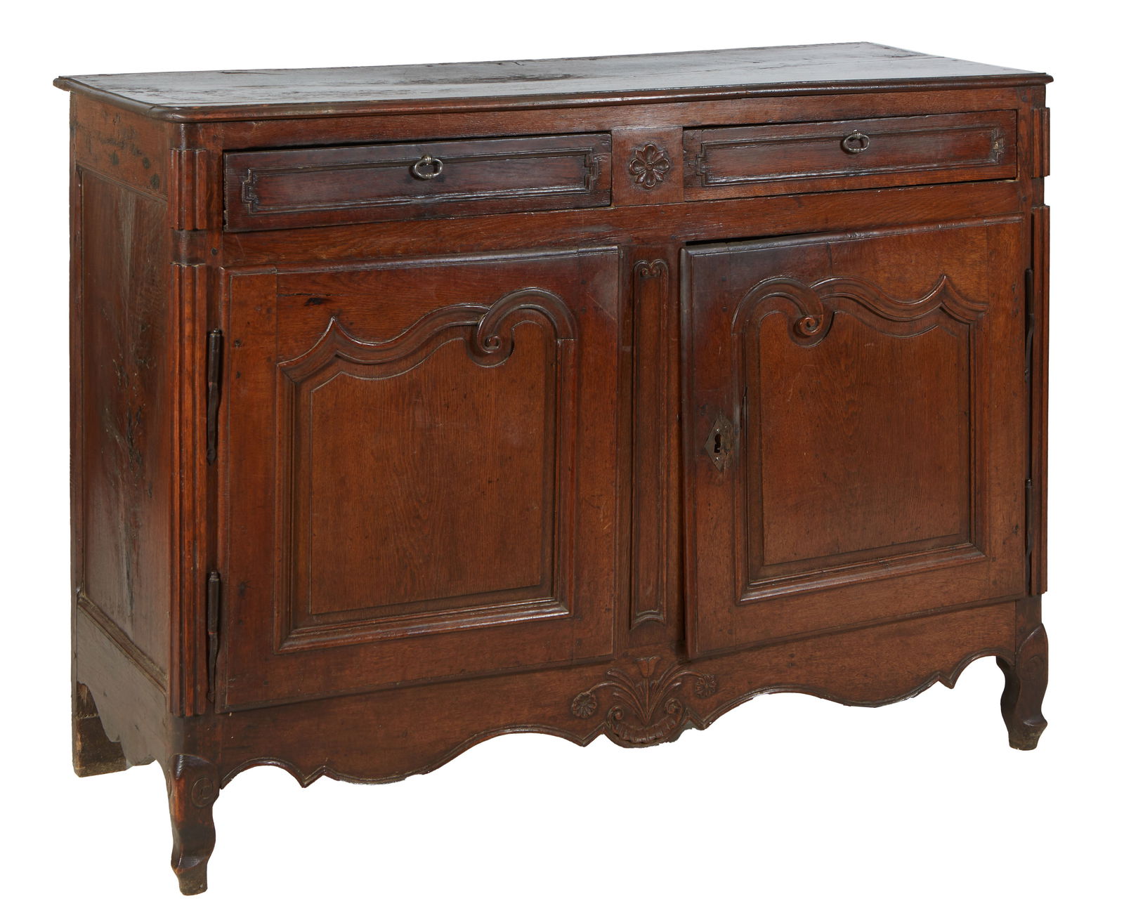 French Provincial Louis XV Style Carved Oak Sideboard, 19th c. H.- 42 1/4 in., W.- 58 in., D.- 22 in (1 of 1)
