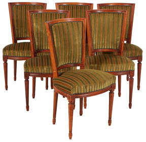Set of Six French Carved Beech Louis XVI Style Dining Chairs, 20th c. H.- 35 1/2 in., W.- 19 1/2 in. (1 of 20)