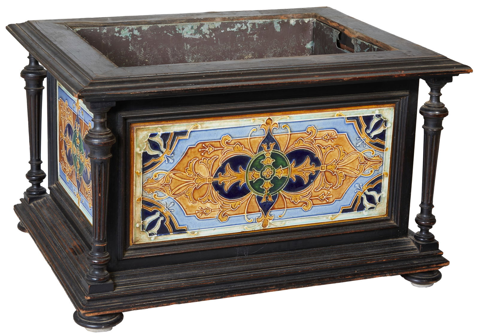 English Ebonized Wood Floor Planter, late 19th C. (1 of 2)