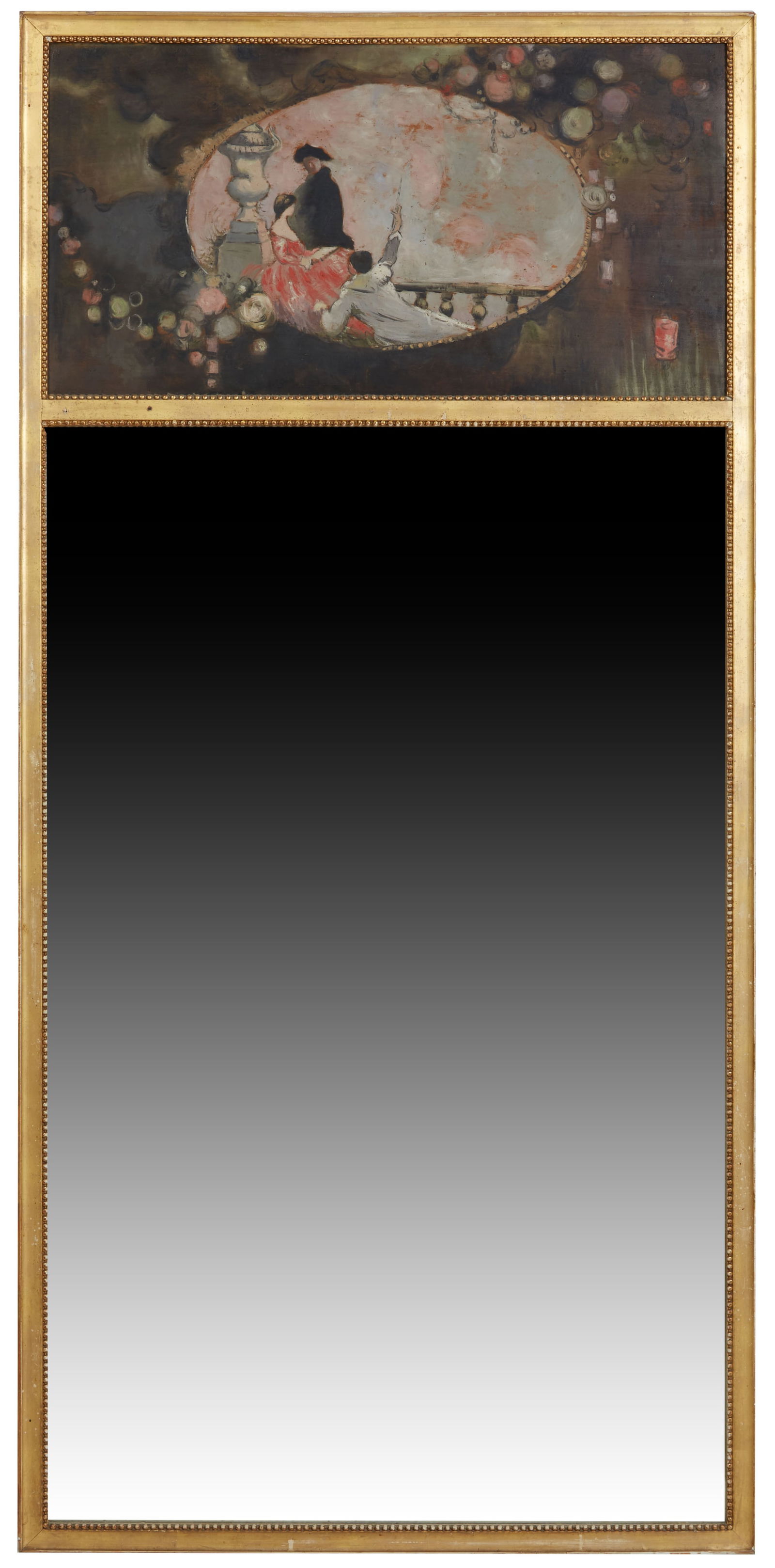 Antique Gilt and Polychromed Trumeau Mirror (1 of 4)