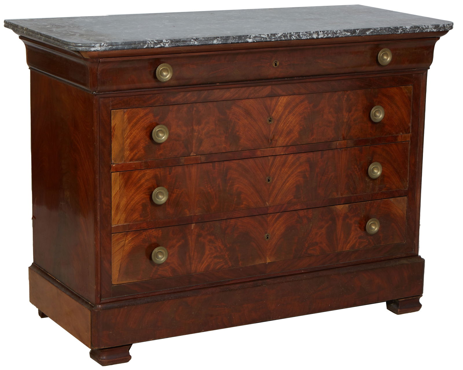 French Louis Philippe Carved Walnut Marble Top Commode, 19th C. (1 of 1)