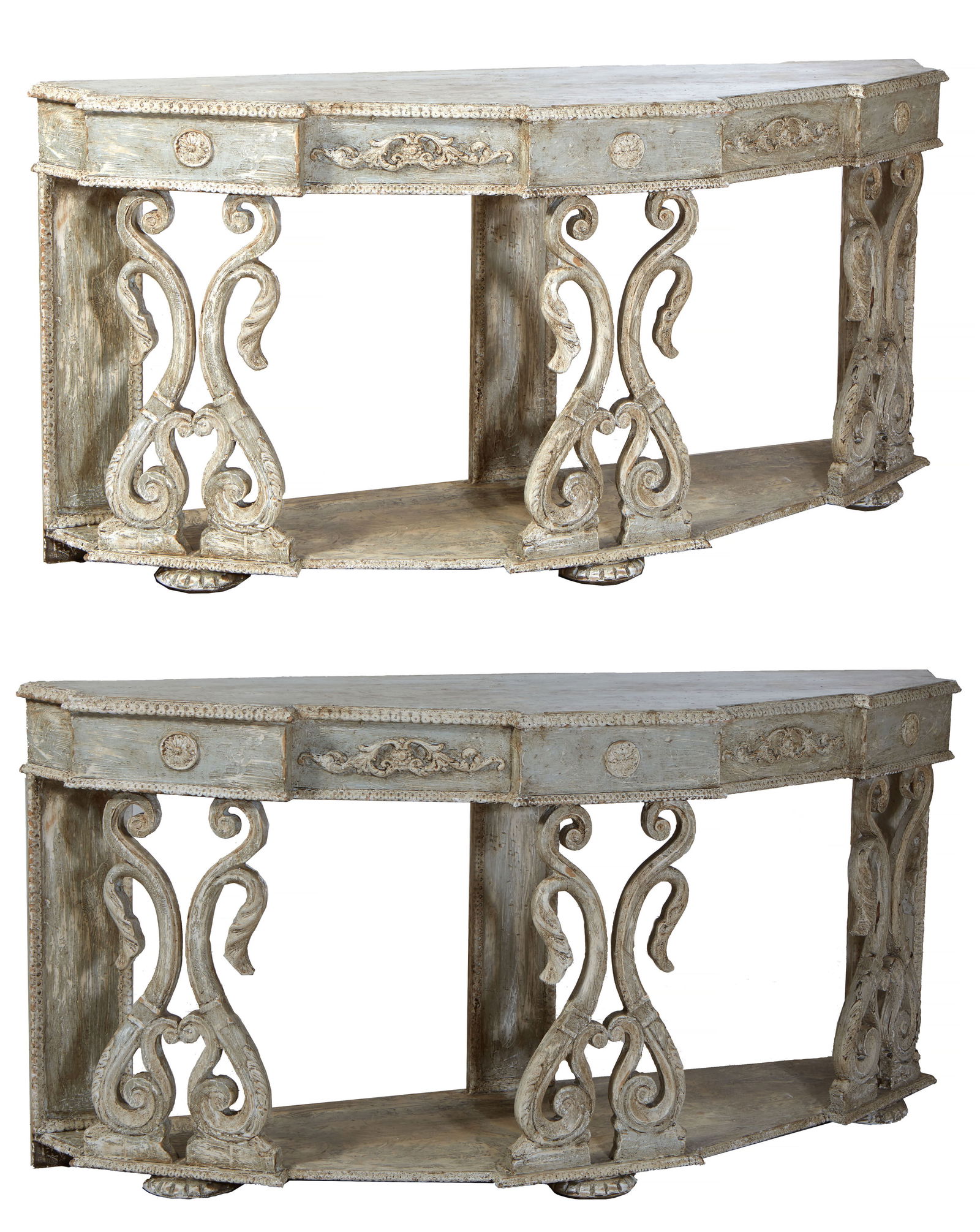 Pair of Italian Paint Decorated Console Tables, 20th c. (1 of 3)