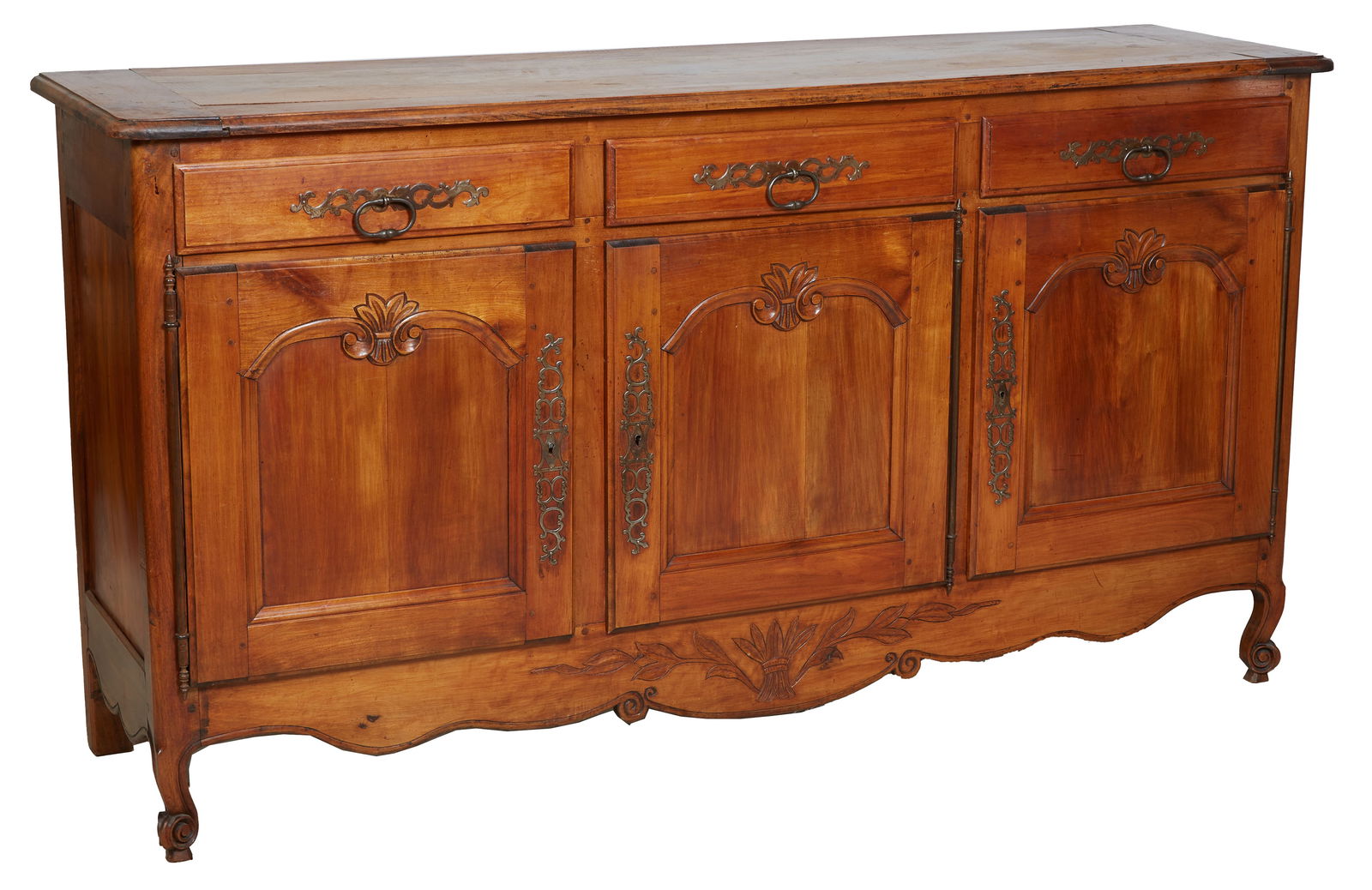 French Provincial Louis XV Style Carved Cherry Sideboard, 20th C. (1 of 1)