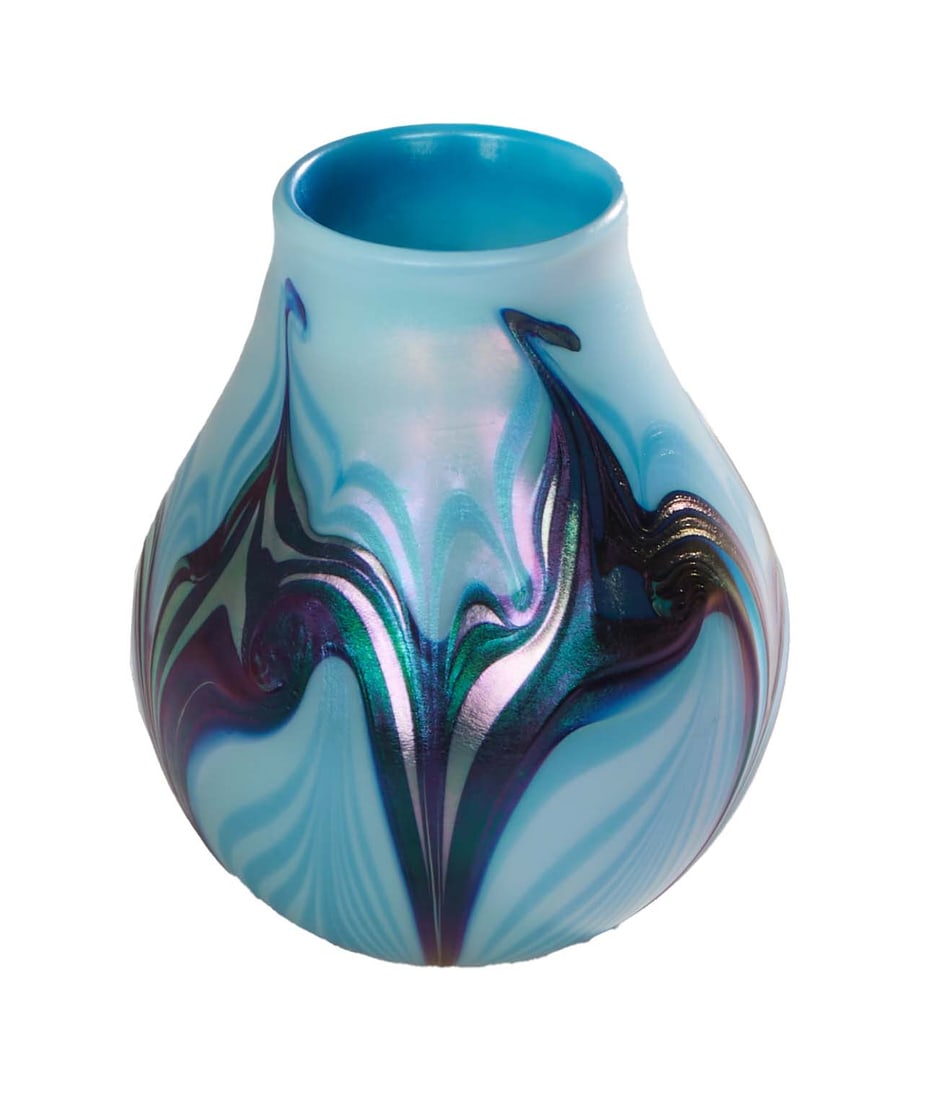 Charles Lotton (American/Illinois, 1935-1921), Iridescent Blue Glass Baluster Vase, 2011 (1 of 3)
