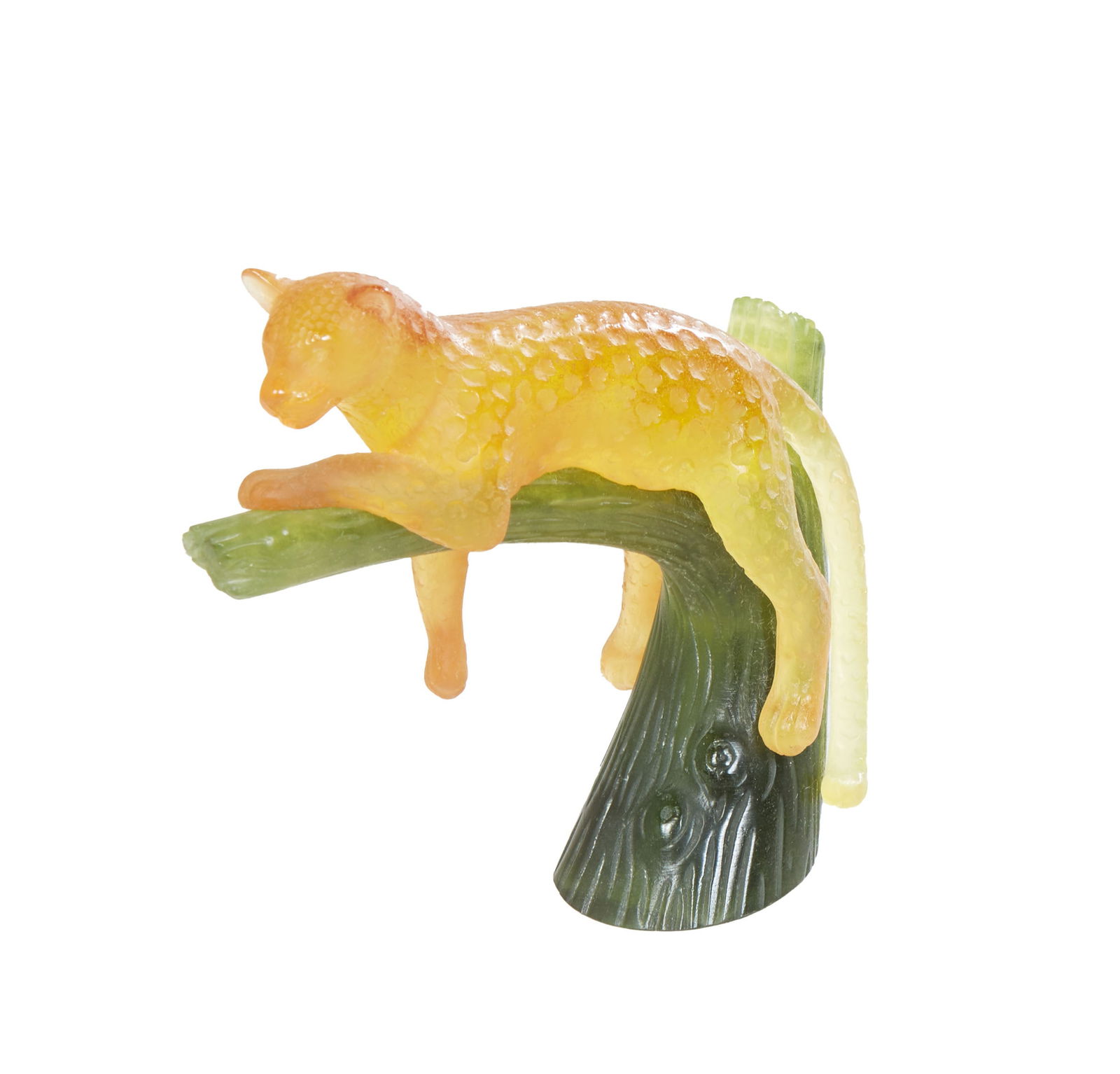 Daum Pate-de-Verre Leopard on a Branch, 20th c. (1 of 3)