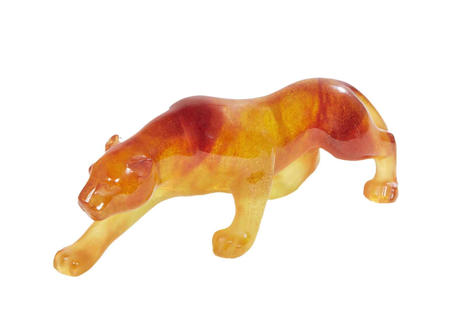 Daum Pate-de-Verre Stalking Panther, 20th c. (1 of 4)