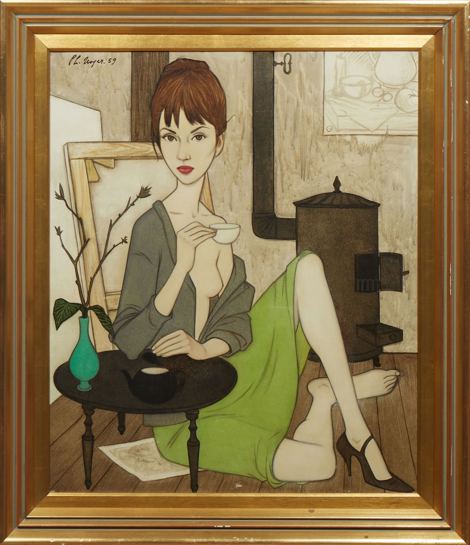 †  Philippe Henri Noyer (French, 1917-1985), “Le Thé dans L'atelier (Tea in the Wor (1 of 5)