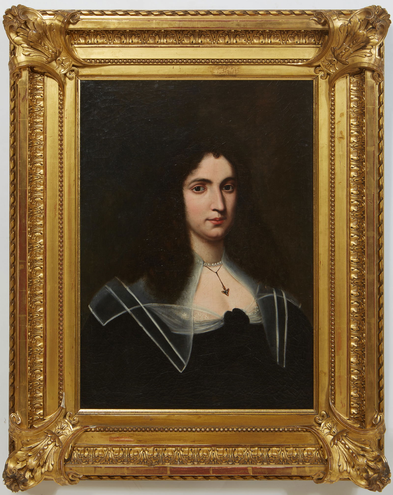 French School, "Portrait of a Woman in Black with a Sheer Silk Collar," 18th C. (1 of 4)