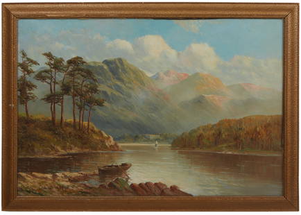 Graham Williams, alias of Francis E. Jamieson (British, 1895-1950), "Friars Crag. Derwentwater, Lake: Graham Williams, alias of Francis E. Jamieson (British, 1895-1950), "Friars Crag. Derwentwater, Lake District," 20th c., oil on canvas, signed lower left, titled and inscribed "copyright" on the canva