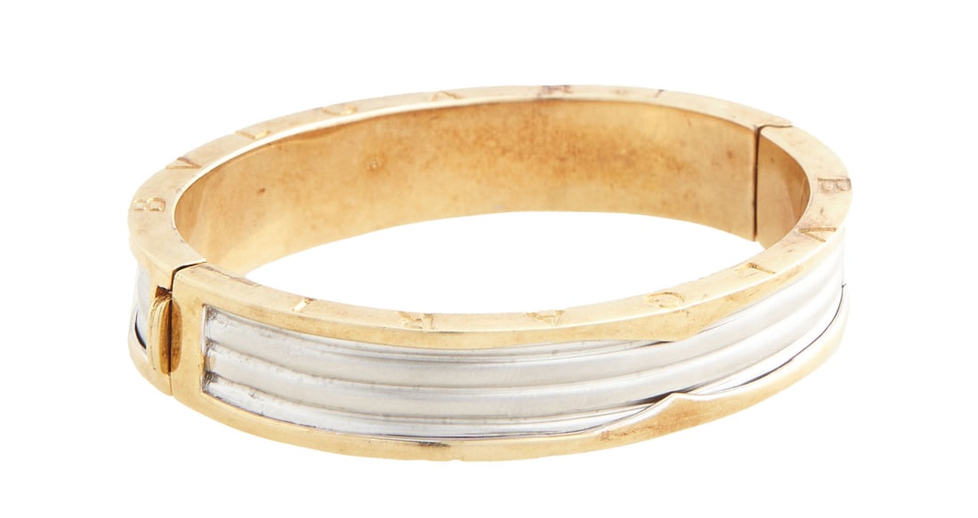 Bulgari 14K Yellow Gold and Steel B Zero! Hinged Cuff Bracelet (1 of 7)