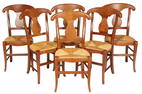 Set of Six French Provincial Carved Beech Rush Seat Chairs, 20th c.