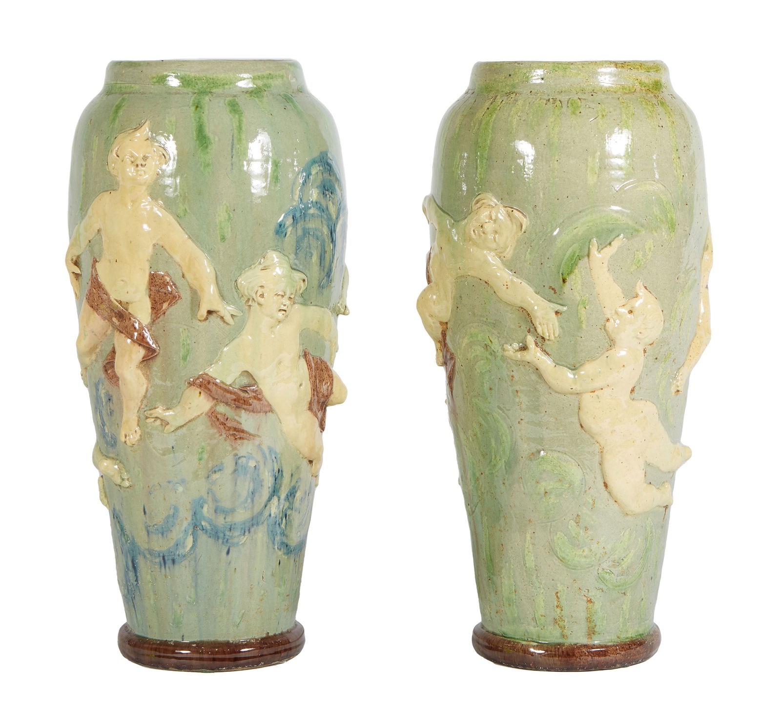Large Pair of Terracotta Baluster Urns, 20th c., H.- 24 in., Dia.- 11 1/2 in. (2 Pcs.) (1 of 2)