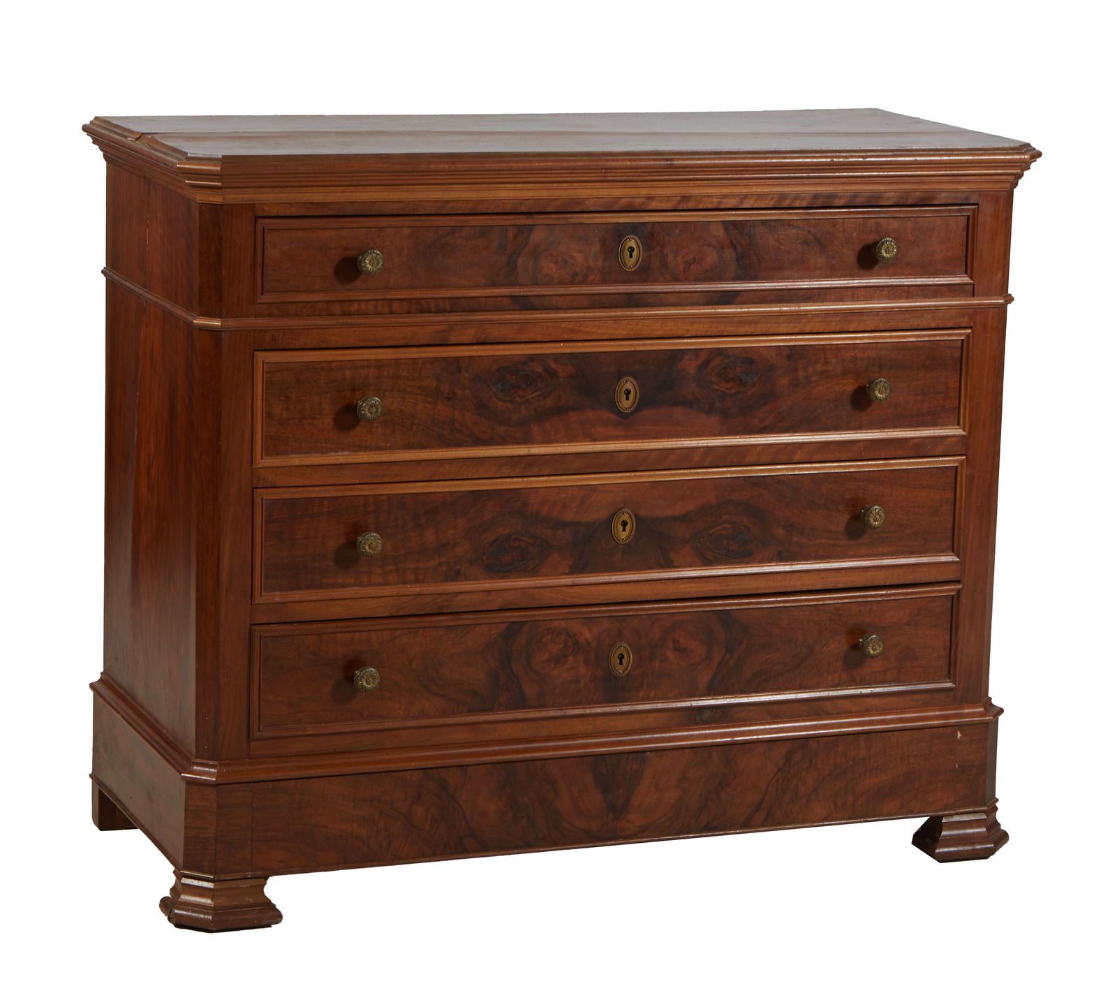 French Provincial Louis Philippe Carved Walnut Commode, 19th c., H.- 39 in., W.- 48 in., D.- 20 3/8 (1 of 11)