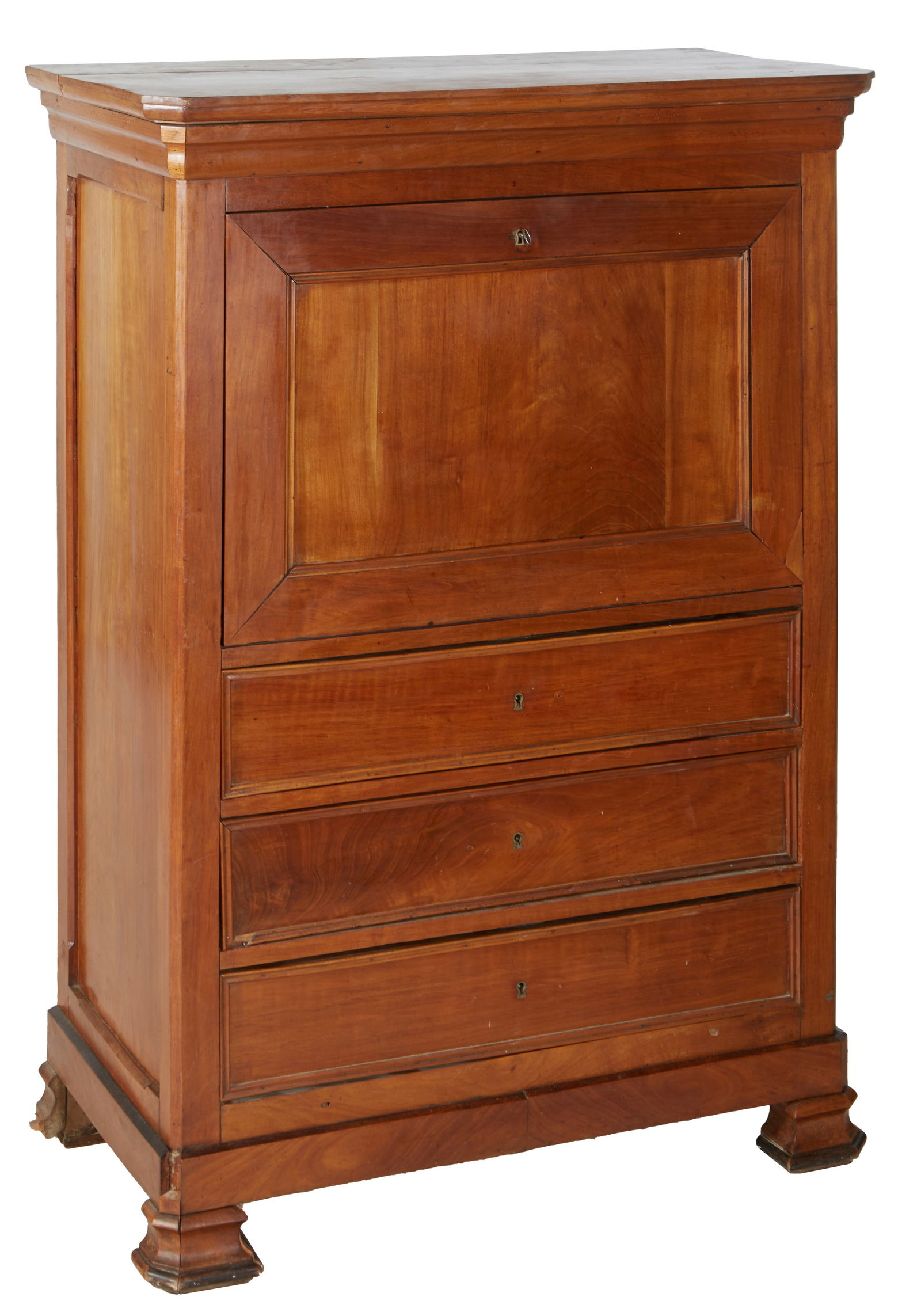 French Provincial Louis Philippe Carved Cherry Secretary Abattant, 19th c., H.- 50 3/4 in., W.- 39 (1 of 20)