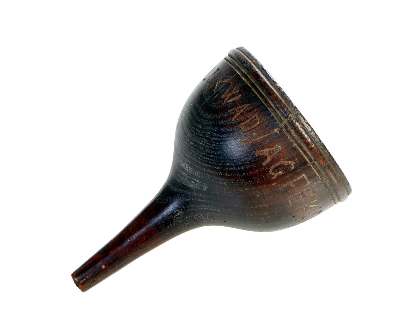 Continental Carved Wood Funnel, 18th C., H. 6 1/4 In., Dia. 4 1/8 In