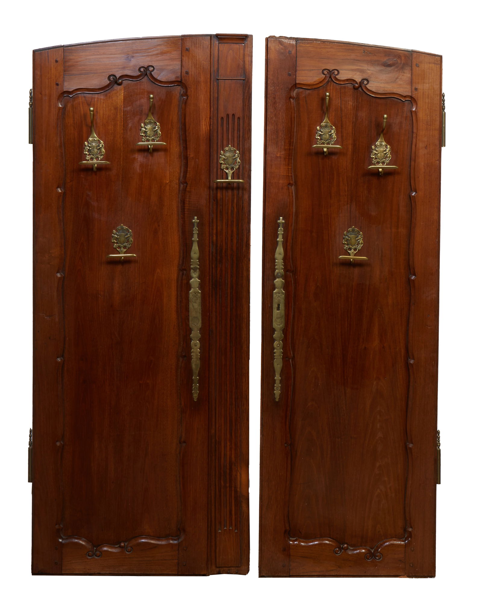 Pair of Louis XV Style Carved Walnut Armoire Doors, 19th c., H.- 62 1/2 in., W.- 25 1/2 in. and 21 (1 of 1)