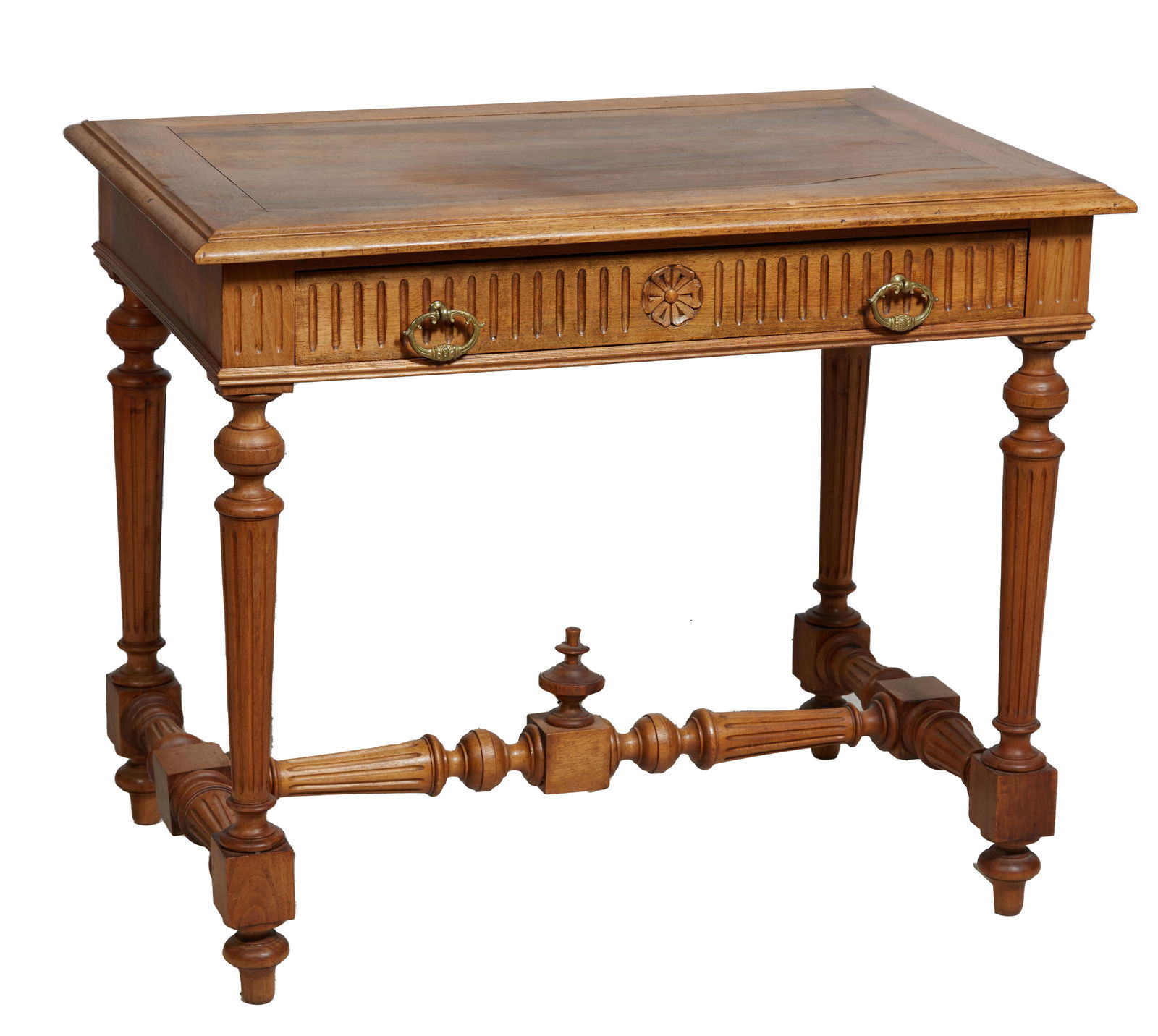 French Henri II Style Carved Walnut Writing Table, 20th c., H.- 29 1/2 in., W.- 35 1/4 in., D.- 23 (1 of 1)