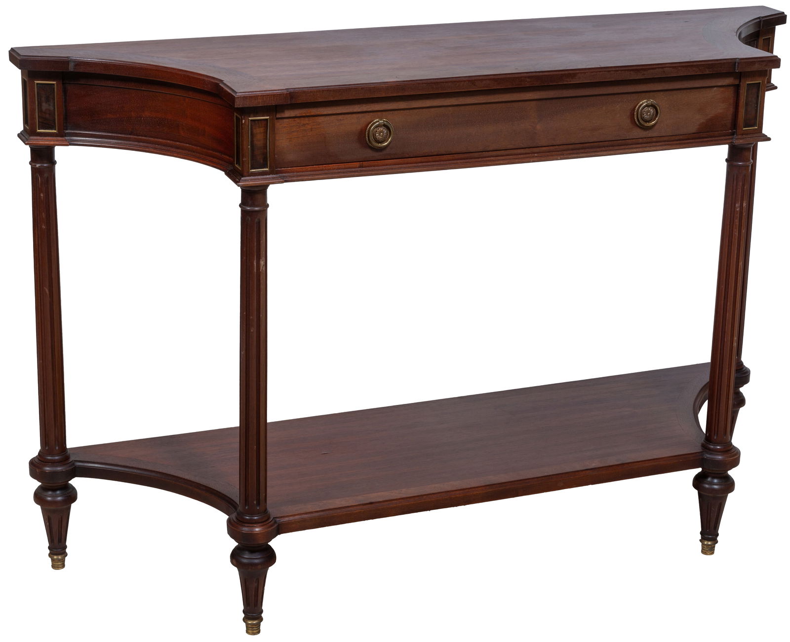 French Louis XVI Style Carved Walnut Ormolu Mounted Console Table, 20th c., H.- 35 1/8 in., W.- 54 (1 of 1)