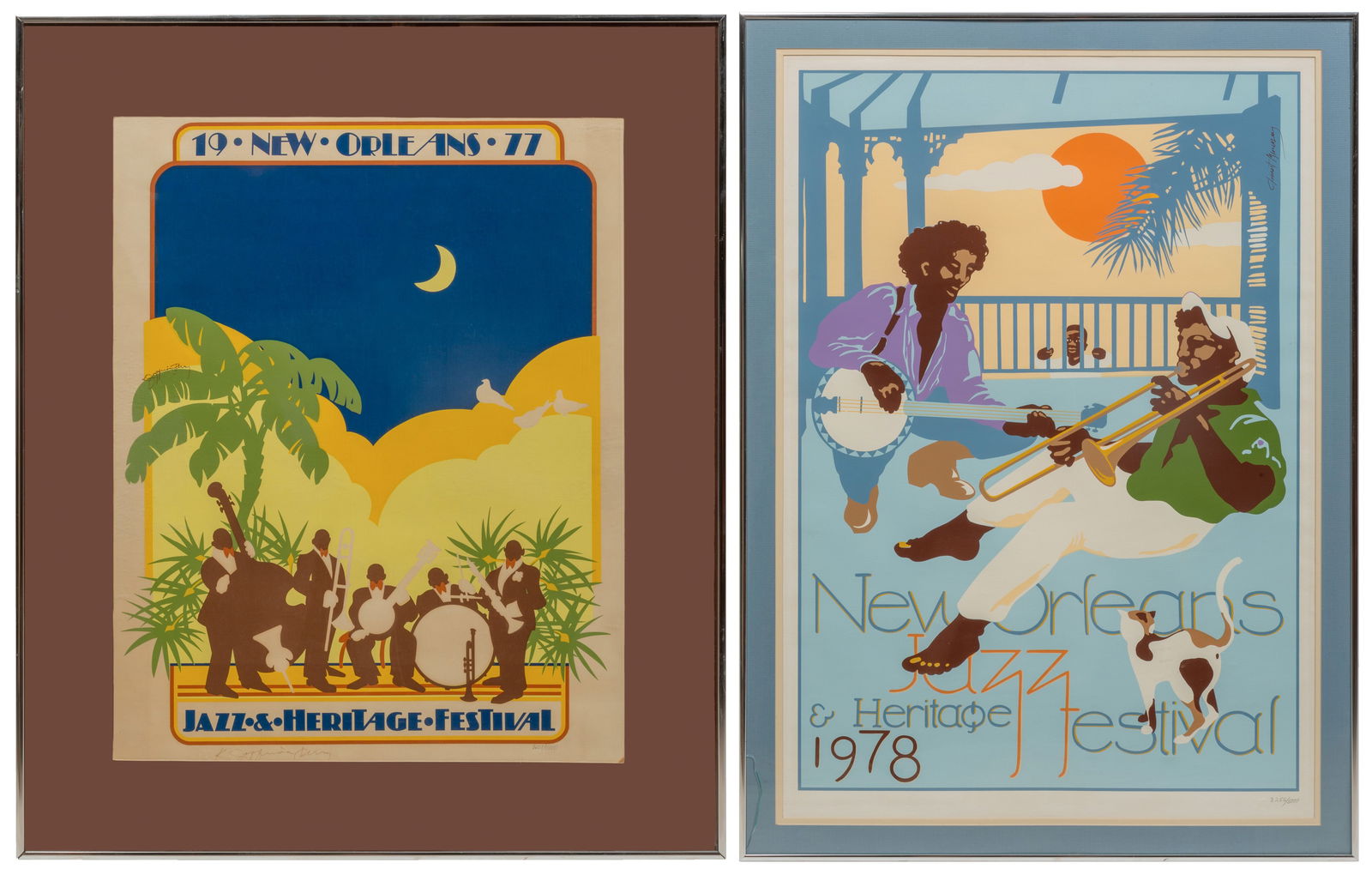Two New Orleans Jazz and Heritage Festival Posters, 1977 and 1978, 1977- H.- 27 1/2 in., W.- 21 5/8 (1 of 11)